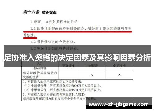 足协准入资格的决定因素及其影响因素分析 足协准入资格的决定因素及其影响因素分析